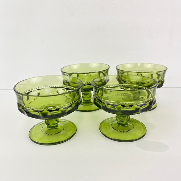 Vintage Indiana Kings Crown Thumbprint Sherbet Cups Set of 4